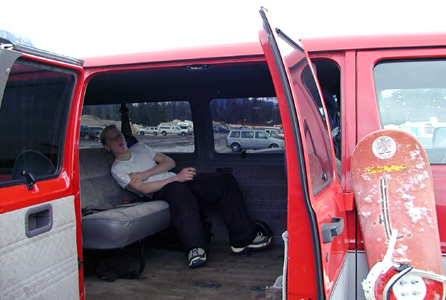 Brent sitting in the van